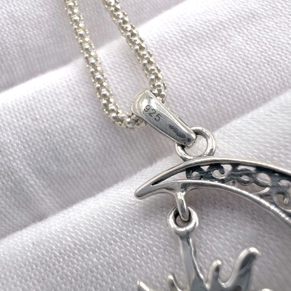 Genuine Amethyst .925 Sterling Silver Moon Necklace - Picture 9 of 13